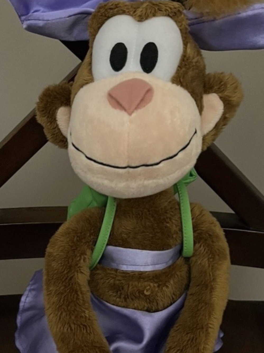 COCO Disney Plush Diabetic Monkey with Green Backpack w/diabetic supplies!